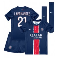 Koszulka piłkarska Paris Saint-Germain Lucas Hernandez #21 Strój Domowy dla dzieci 2024-25 tanio Krótki Rękaw (+ Krótkie spodenki)